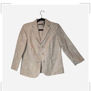 pre-owned Liz Claiborne Cream Floral Blazer Size 4